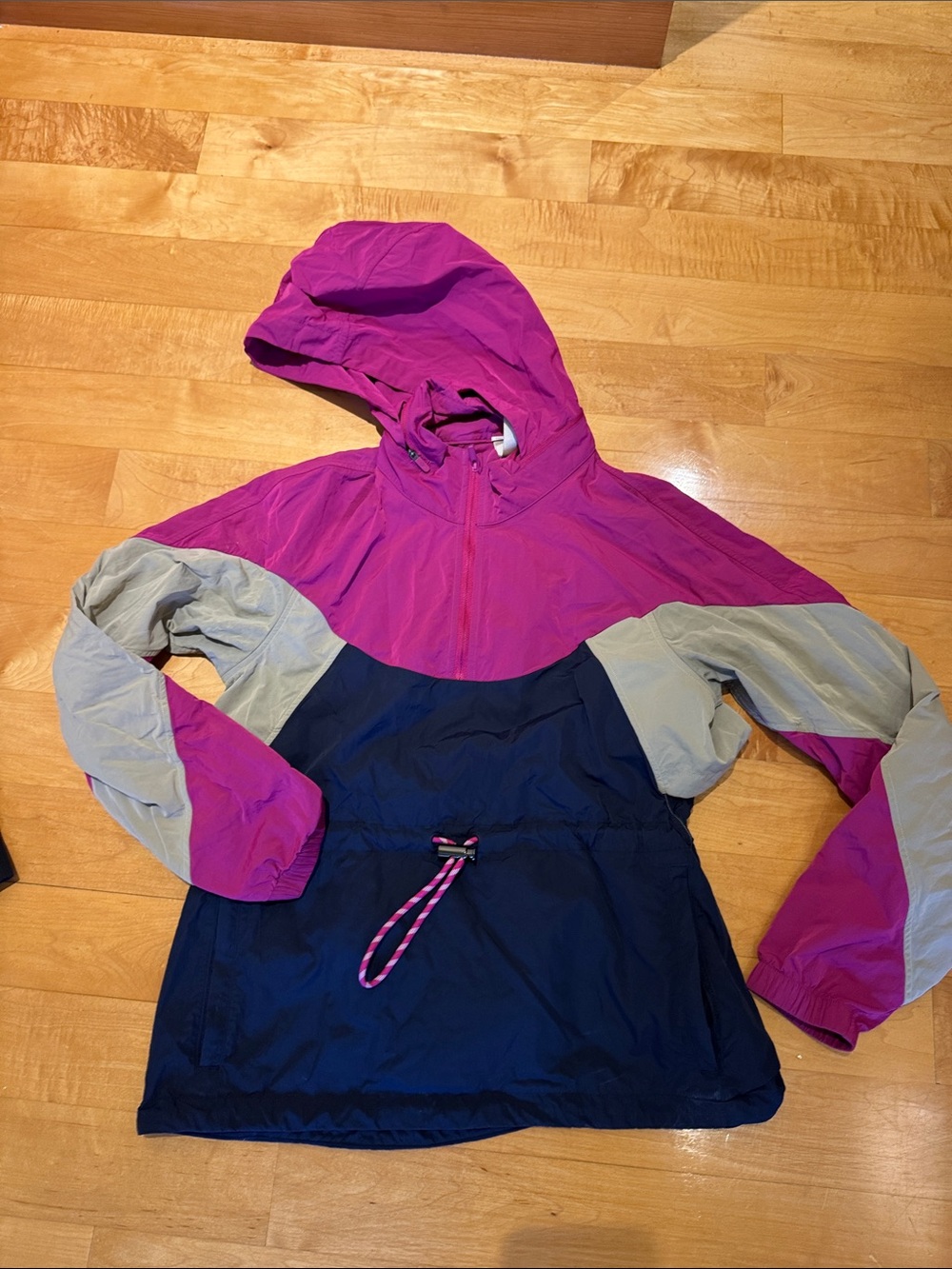 Lululemon Hooded Windbreaker Jacket - Magenta, Navy & Light Gray